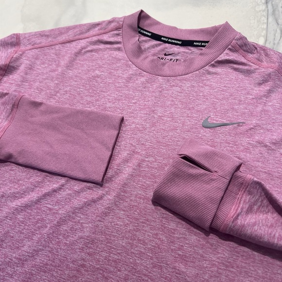Nike Dri-Fit Element Running Shirt Women XL Pink Long Sleeve Stretch Lightweight - Picture 1 of 8